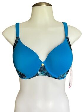 34D NWT Ambrielle Phoebe blue floral lace Full Coverage Super Soft